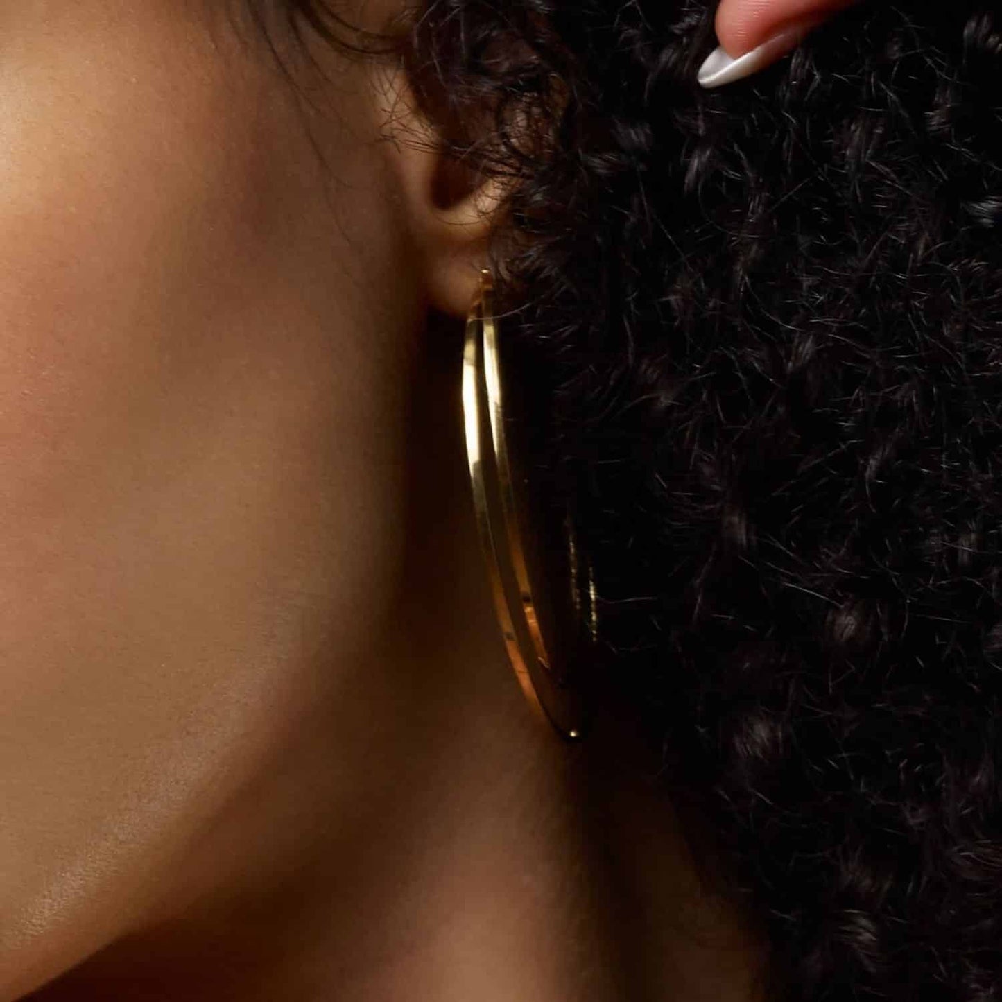 14K Yellow Gold 7mm Double Row C Hoops Post Earrings 60mm