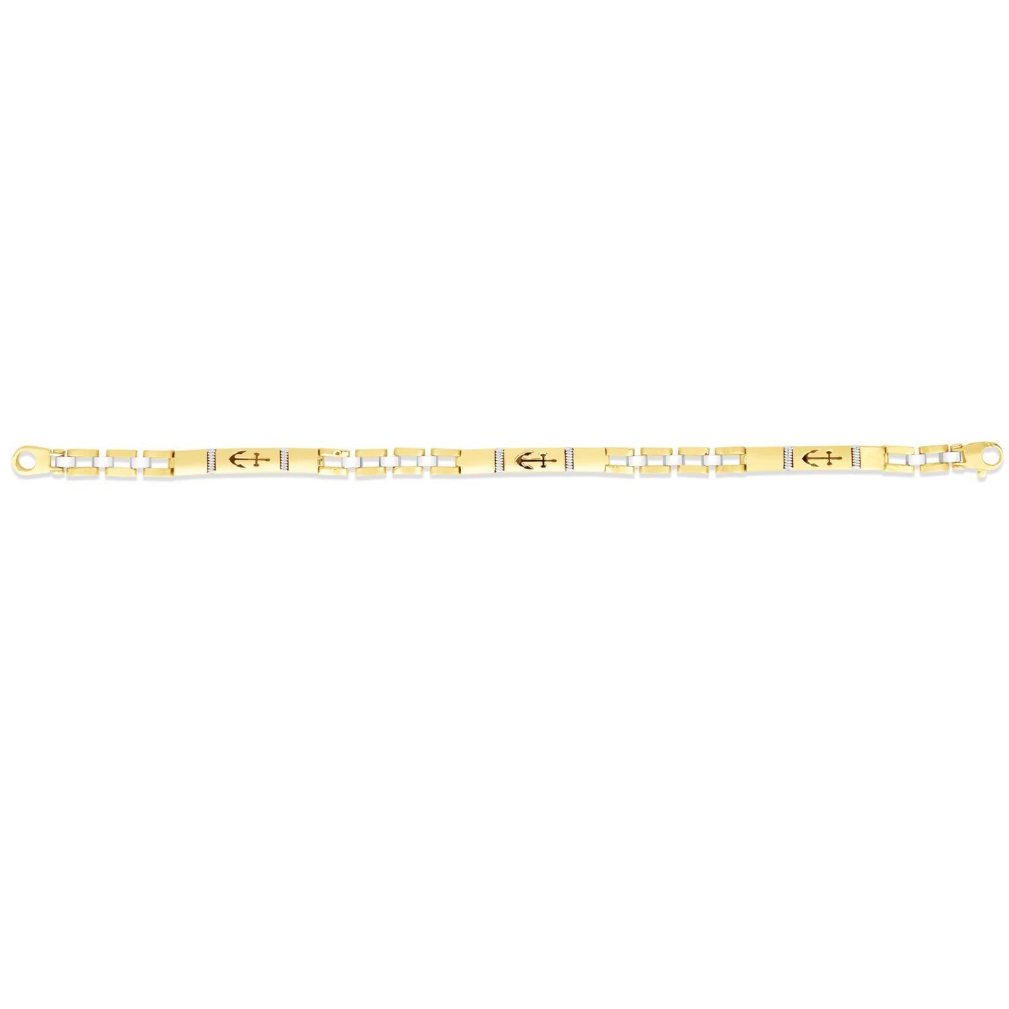 14K Gold Yellow 5mm Nautical Anchor Railroad Jubilee Men's Bracelet 8"