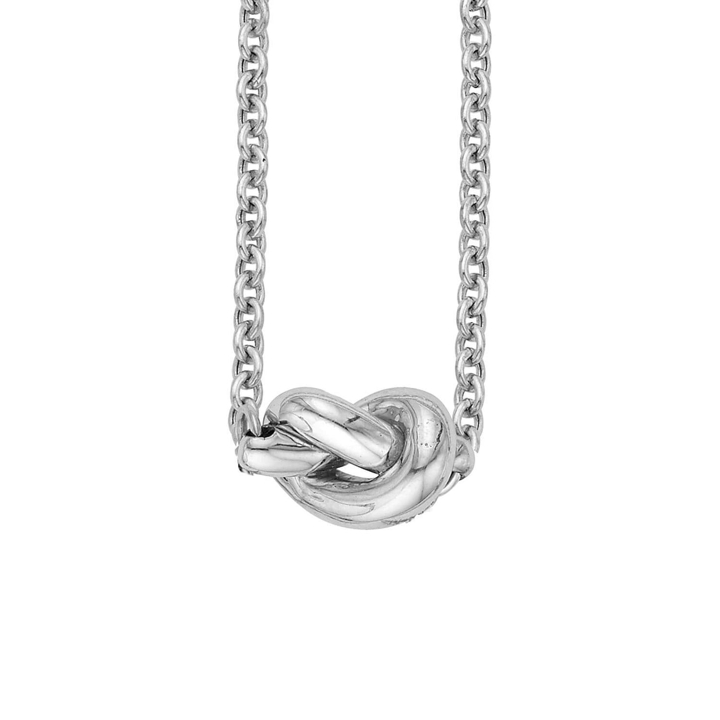 14K Yellow White Rose Gold Puffed Love Knot Pendant Necklace 16"-18" Adjustable