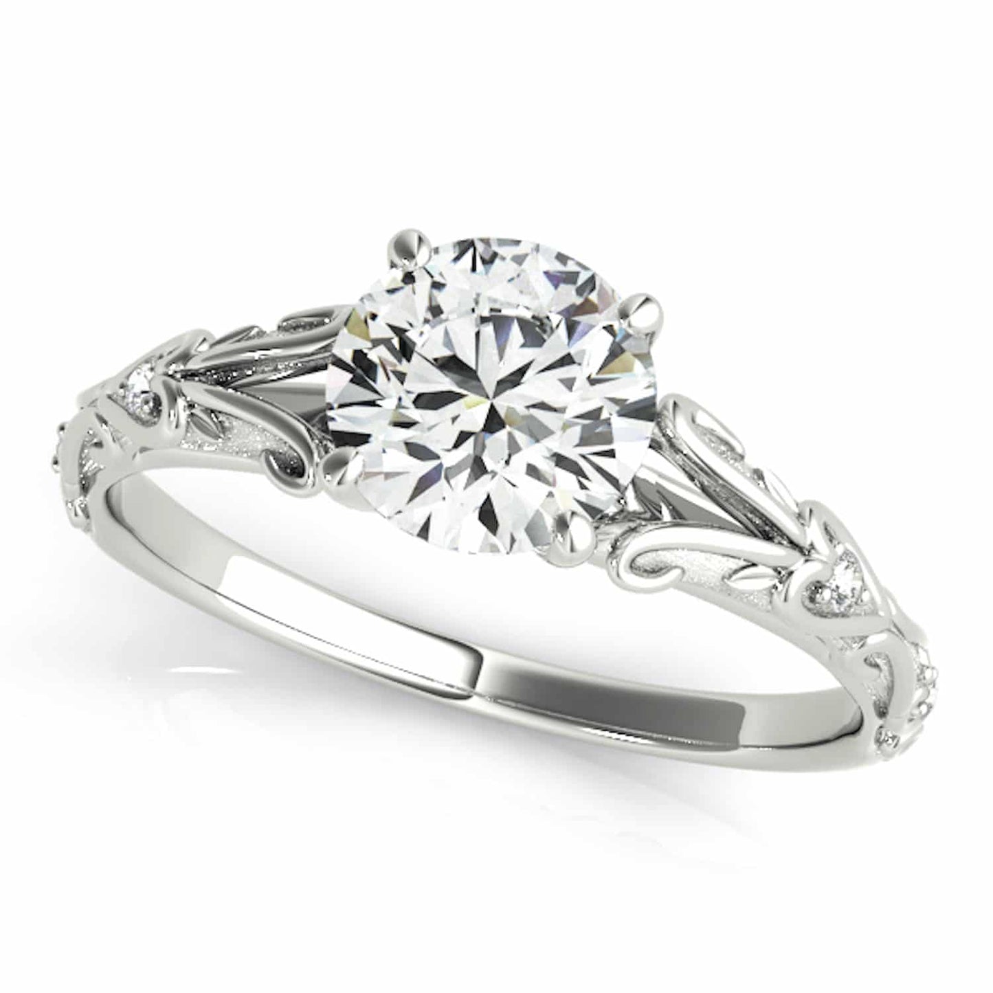 1.05CTW Real Diamond & Moissanite 18K Real Gold White Classic Engagement Ring