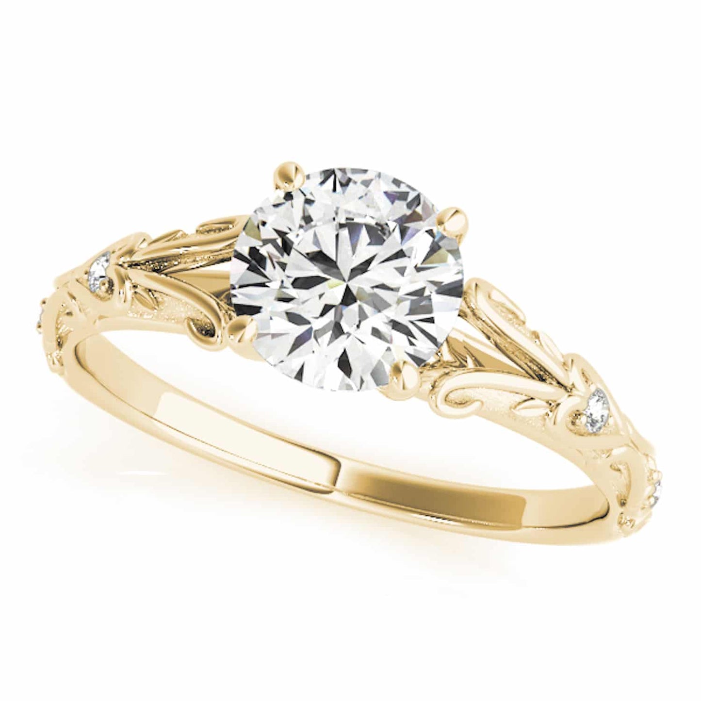 1.05CTW Real Diamond & Moissanite 18K Real Gold Yellow Classic Engagement Ring