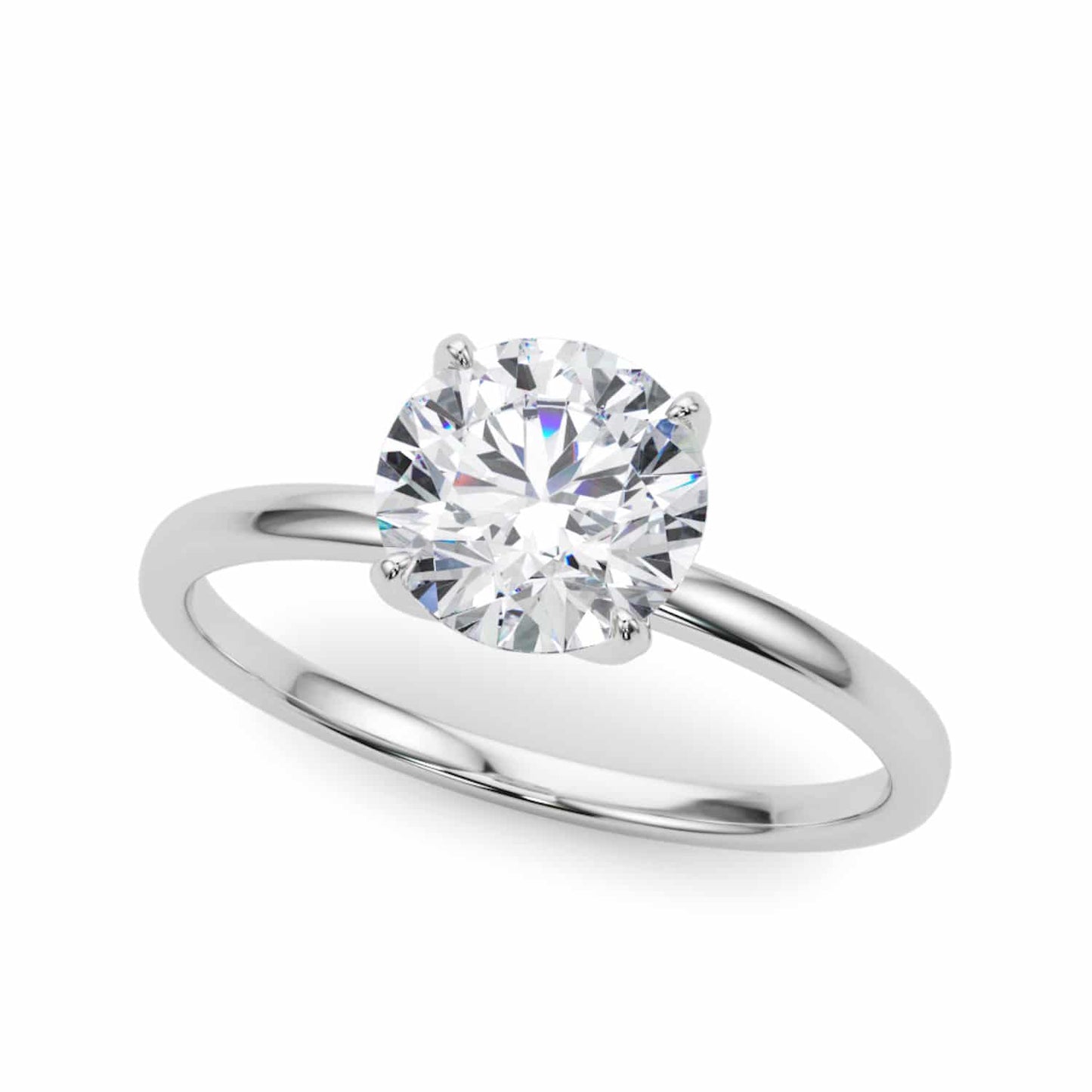 2CT Real Round Moissanite 18K Gold White Classic Solitaire Engagement Ring