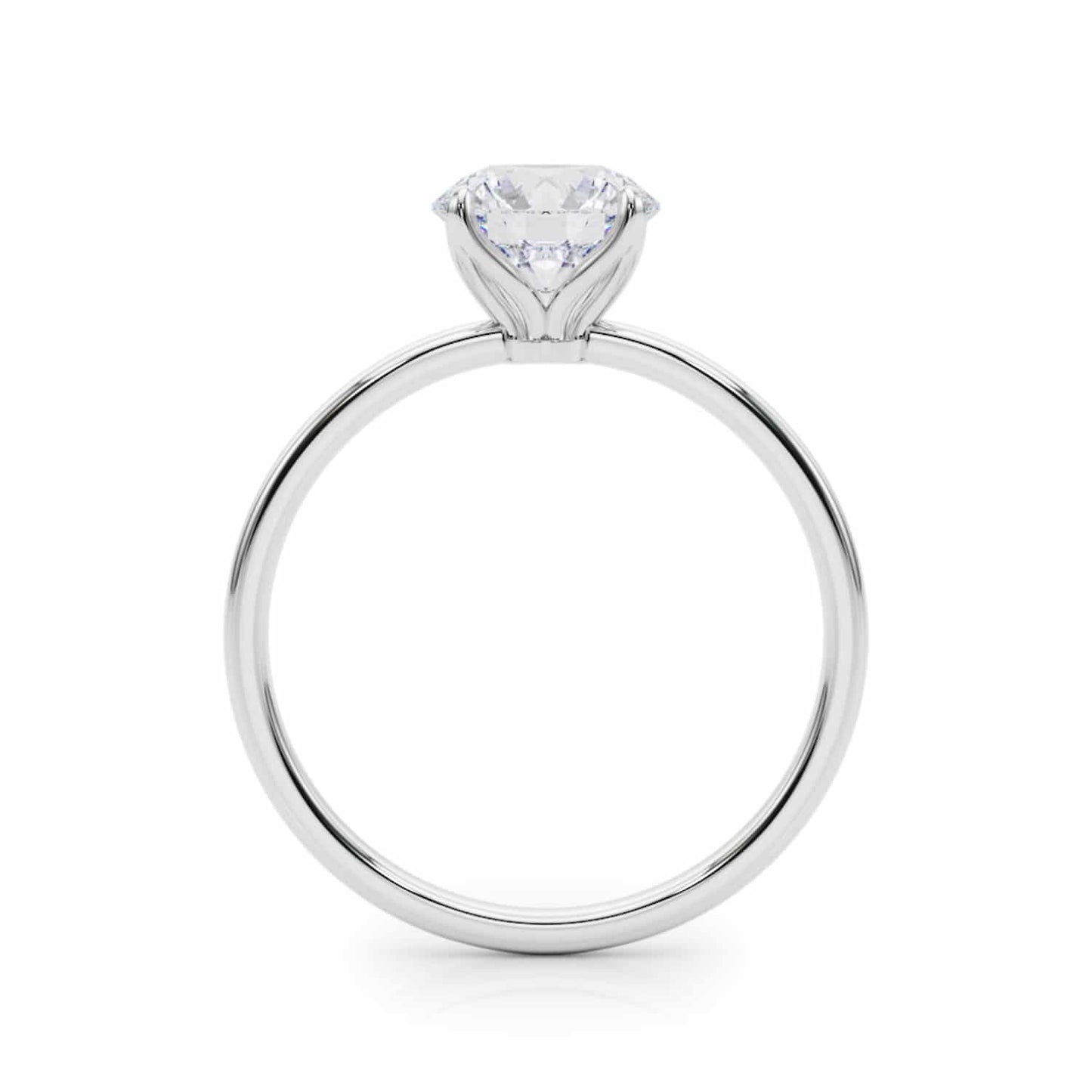 2CT Real Round Moissanite 18K Gold White Classic Solitaire Engagement Ring