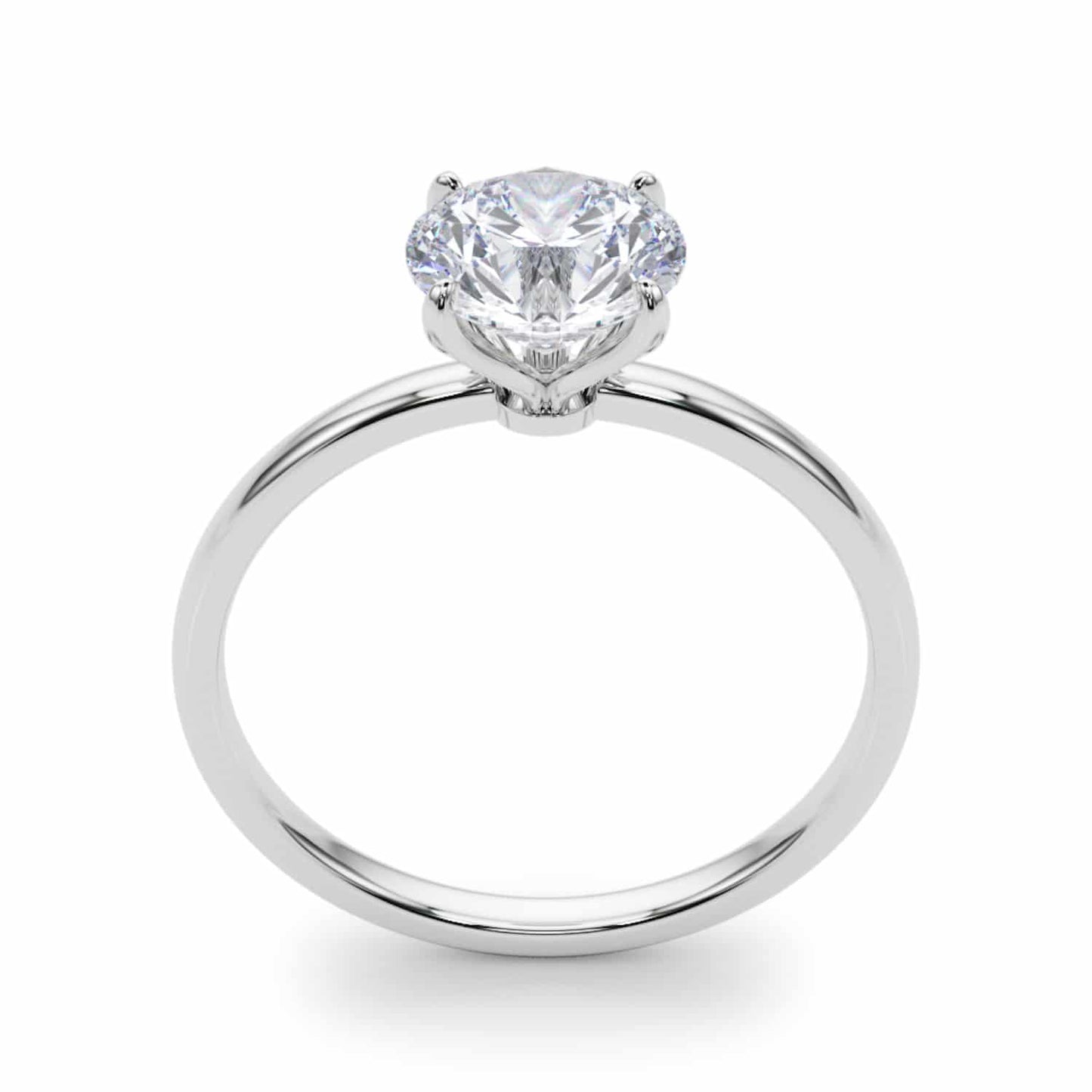 2CT Real Round Moissanite 18K Gold White Classic Solitaire Engagement Ring