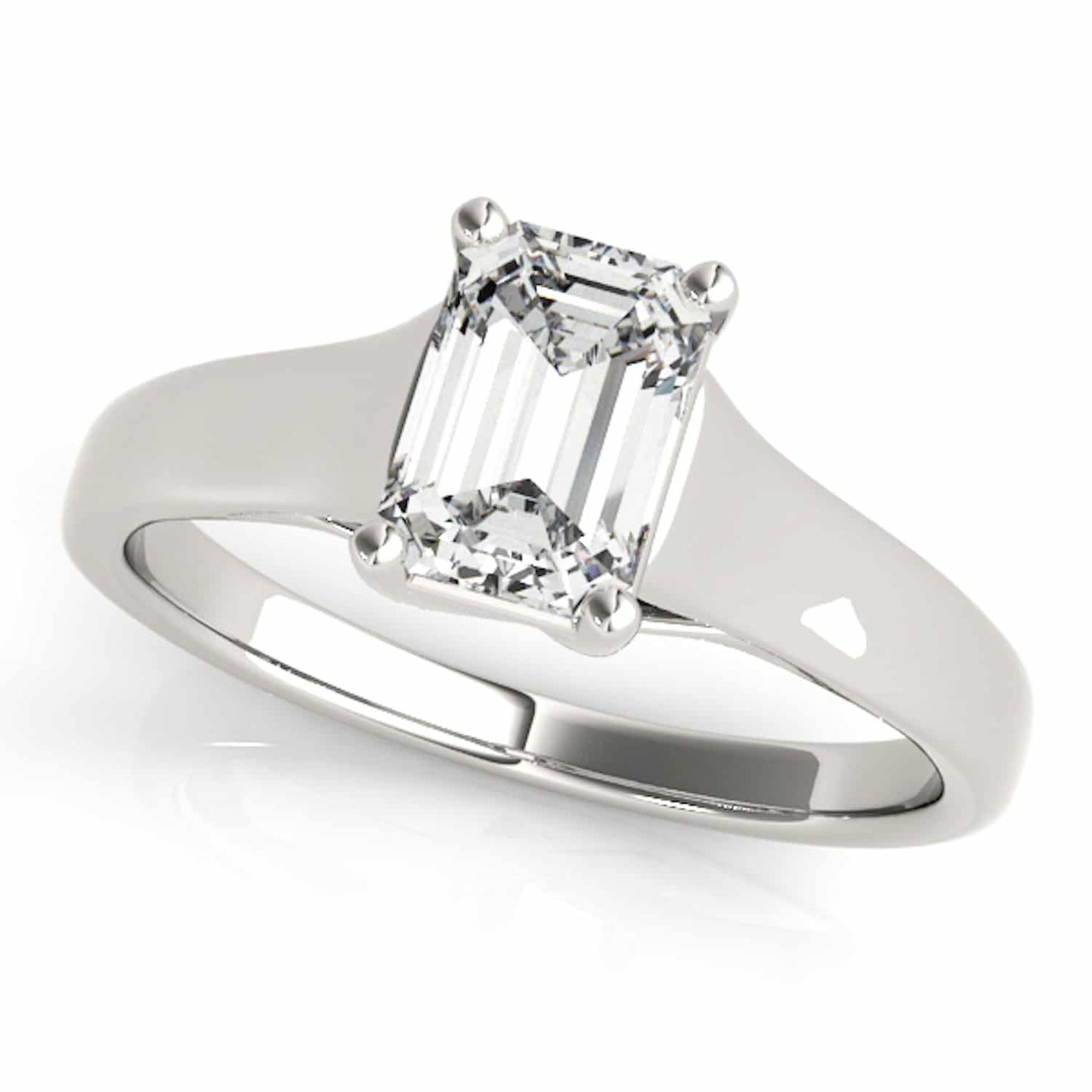 1CT Lab Grown Diamond Emerald 18K Gold White Trellis Solitaire Engagement Ring