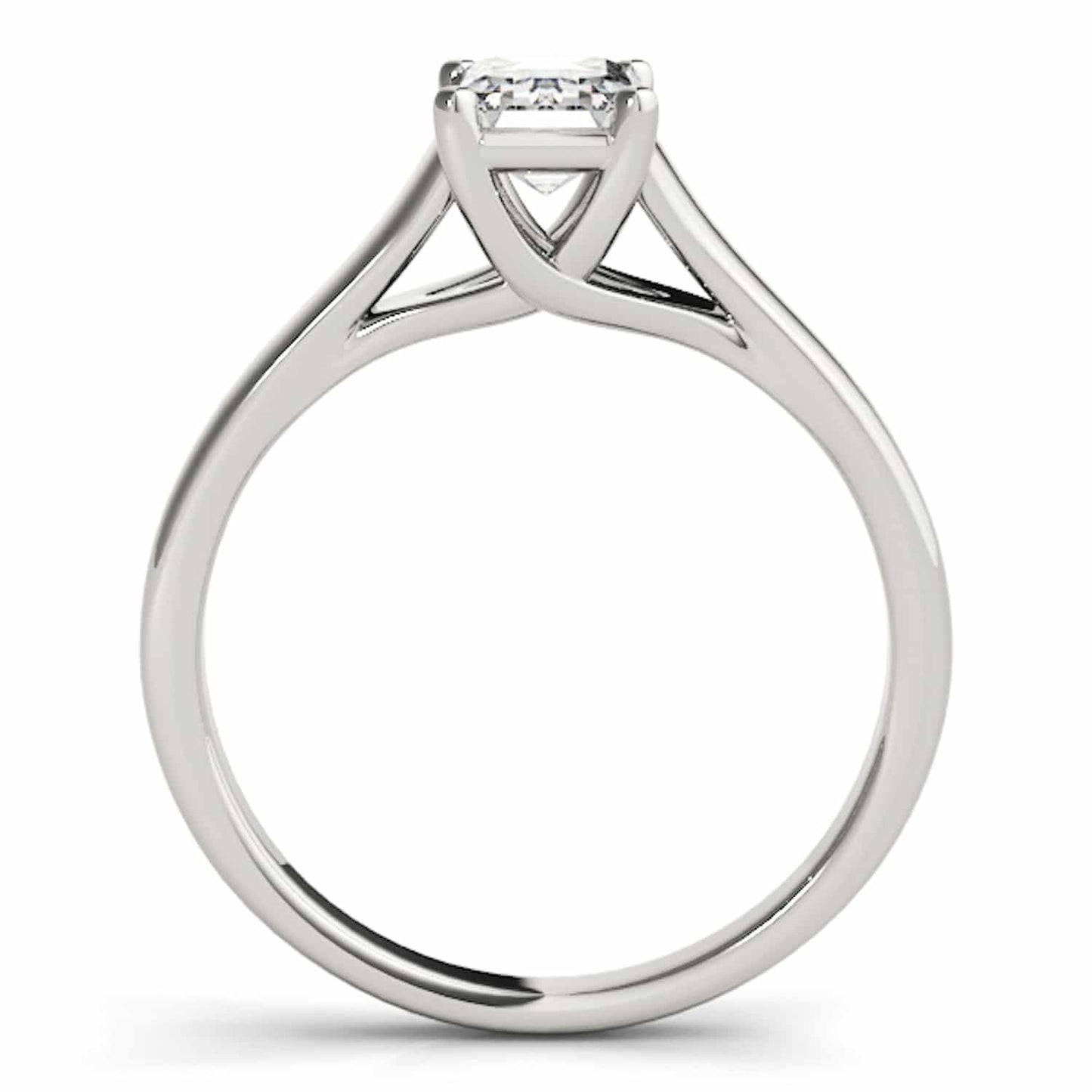 1CT Lab Grown Diamond Emerald 18K Gold White Trellis Solitaire Engagement Ring