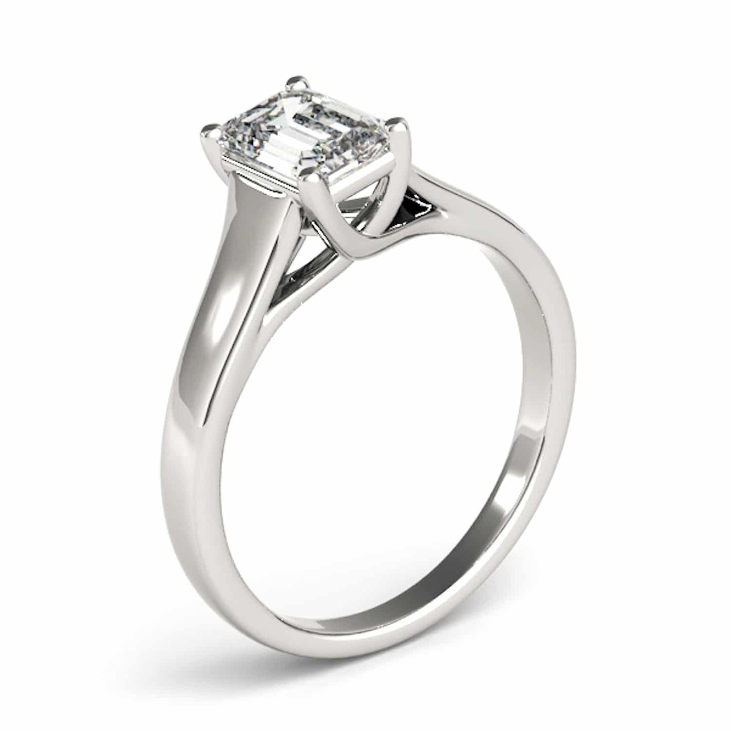 1CT Lab Grown Diamond Emerald 18K Gold White Trellis Solitaire Engagement Ring