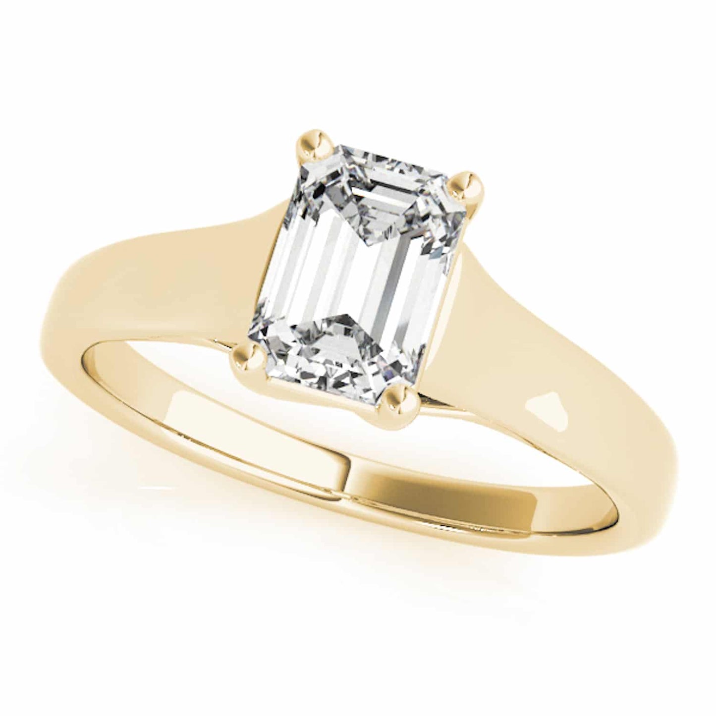 1CT Lab Grown Diamond 18K Gold Yellow Emerald Trellis Solitaire Engagement Ring