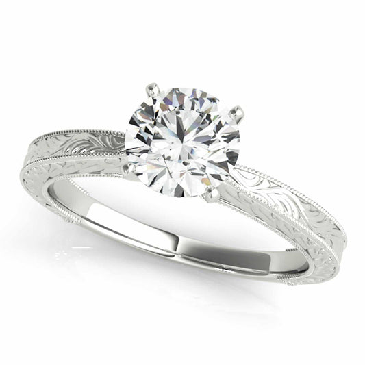 1CT Lab-Grown Diamond 18K Gold White Antique-Style Filigree Engagement Ring