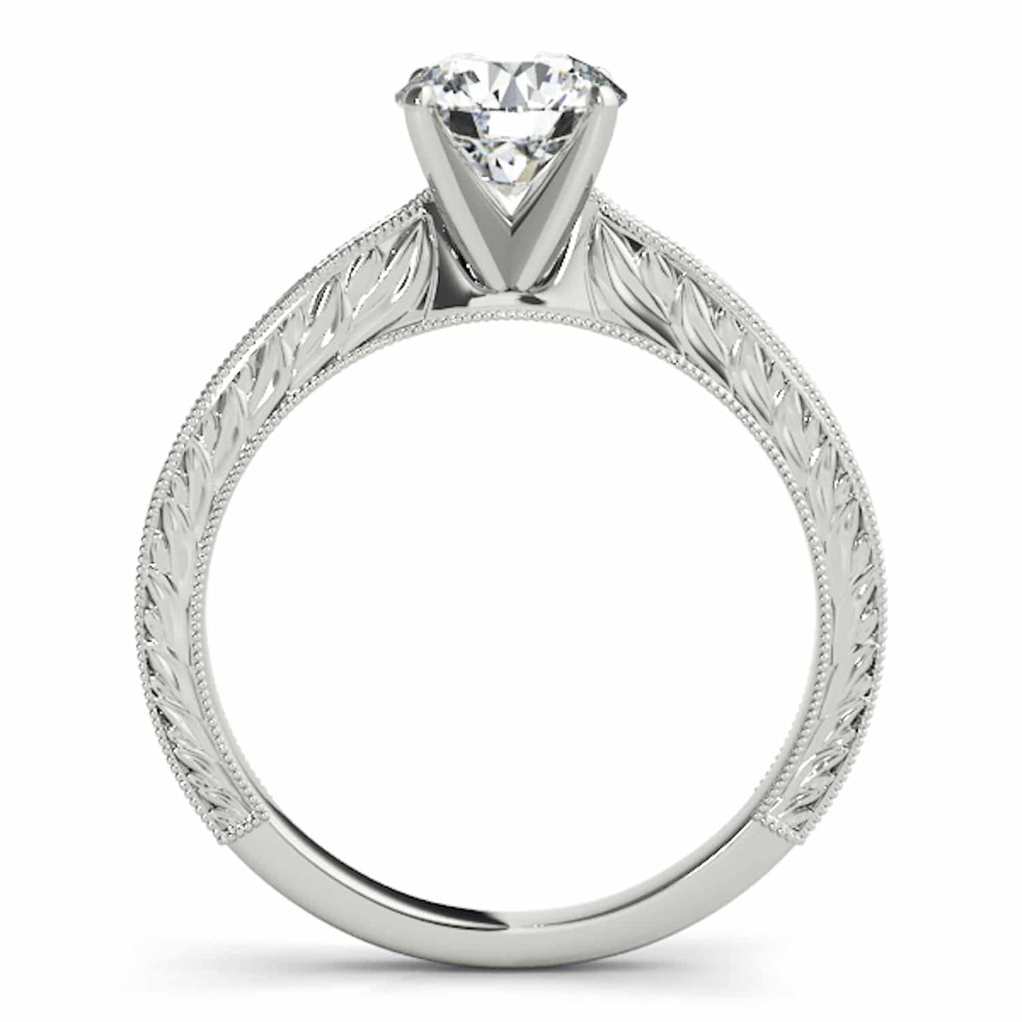 2CT Real Moissanite 18K Gold White Antique-Style Filigree Engagement Ring
