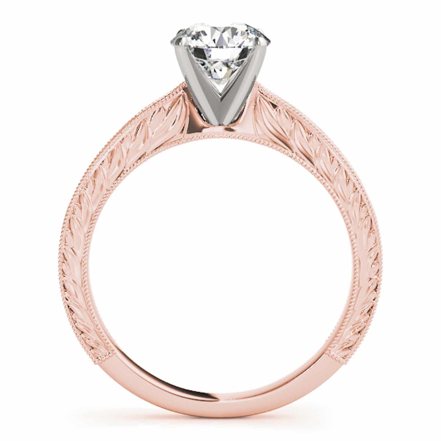 2CT Real Moissanite 18K Gold Rose Antique-Style Filigree Engagement Ring