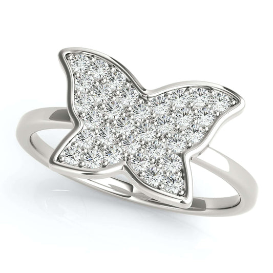 14K White Gold 0.35CT. TW Natural Diamonds Butterfly Cocktail Ring