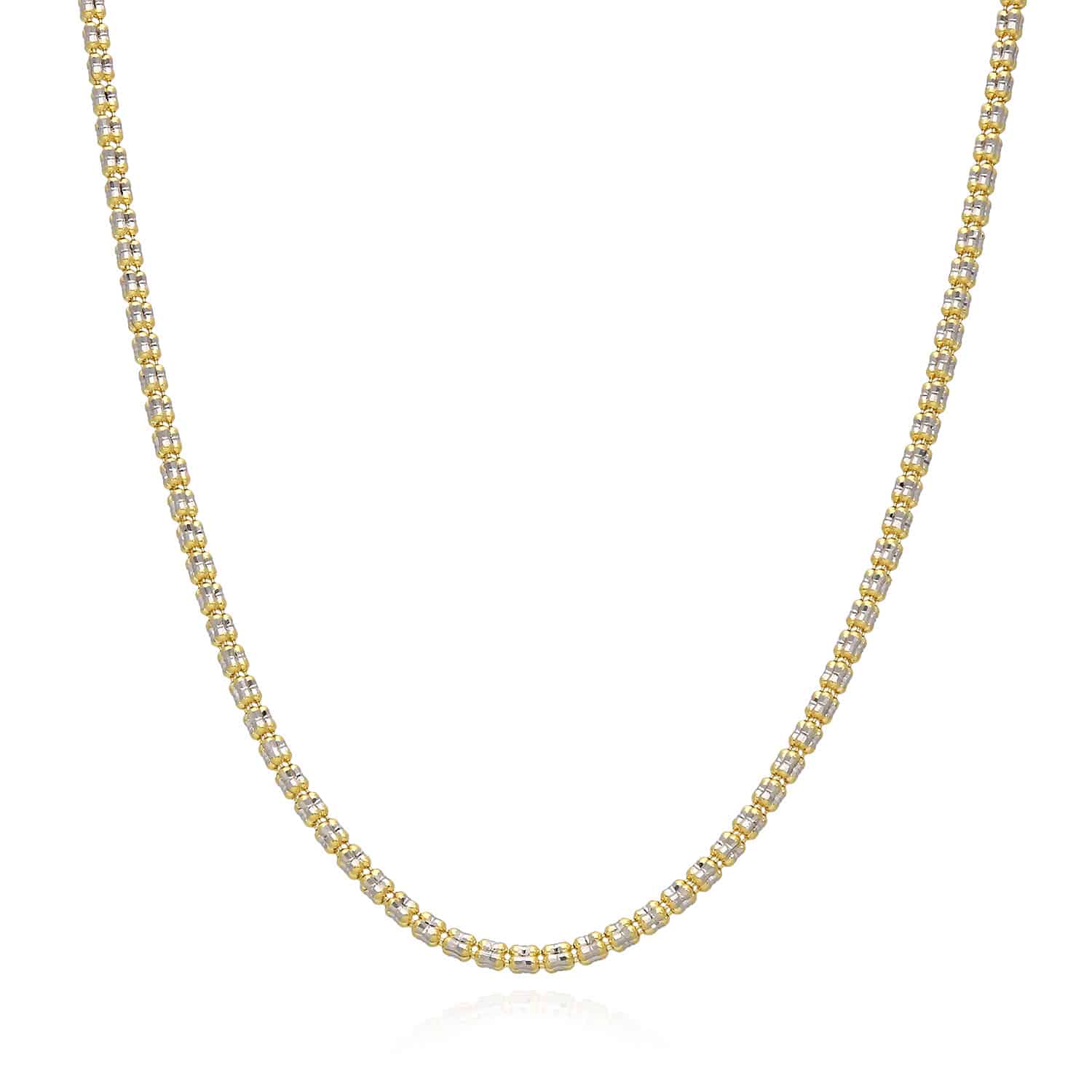 14K Yellow Gold Diamond-Cut Ice Pavé Mesh Chain (Solid Links