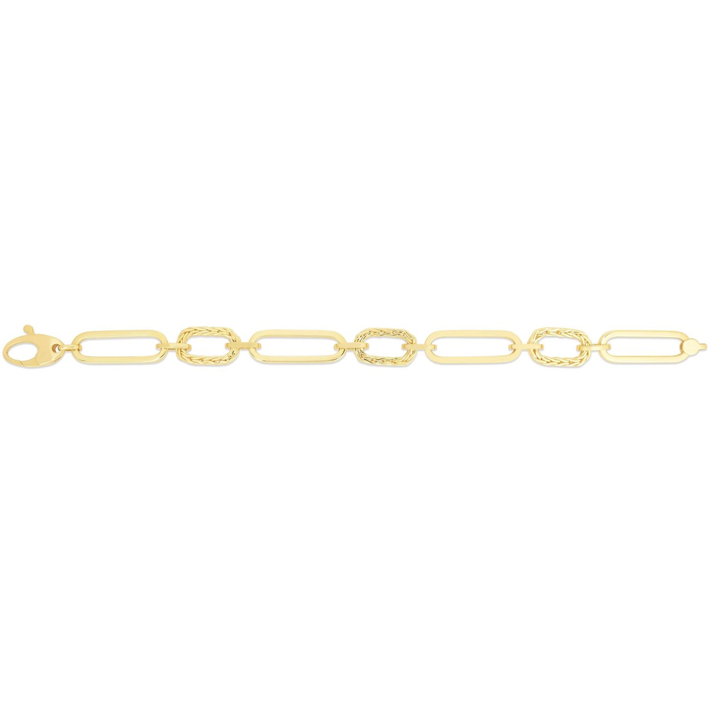 14K Gold Yellow Large Fancy Woven Paperclip Bracelet 7.5"
