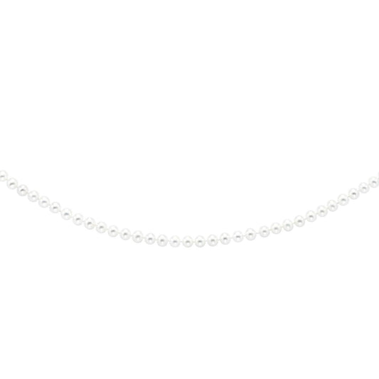 14K Gold 7.0mm White Cultured Pearl Strand Necklace (Solid Links) 16"-20"