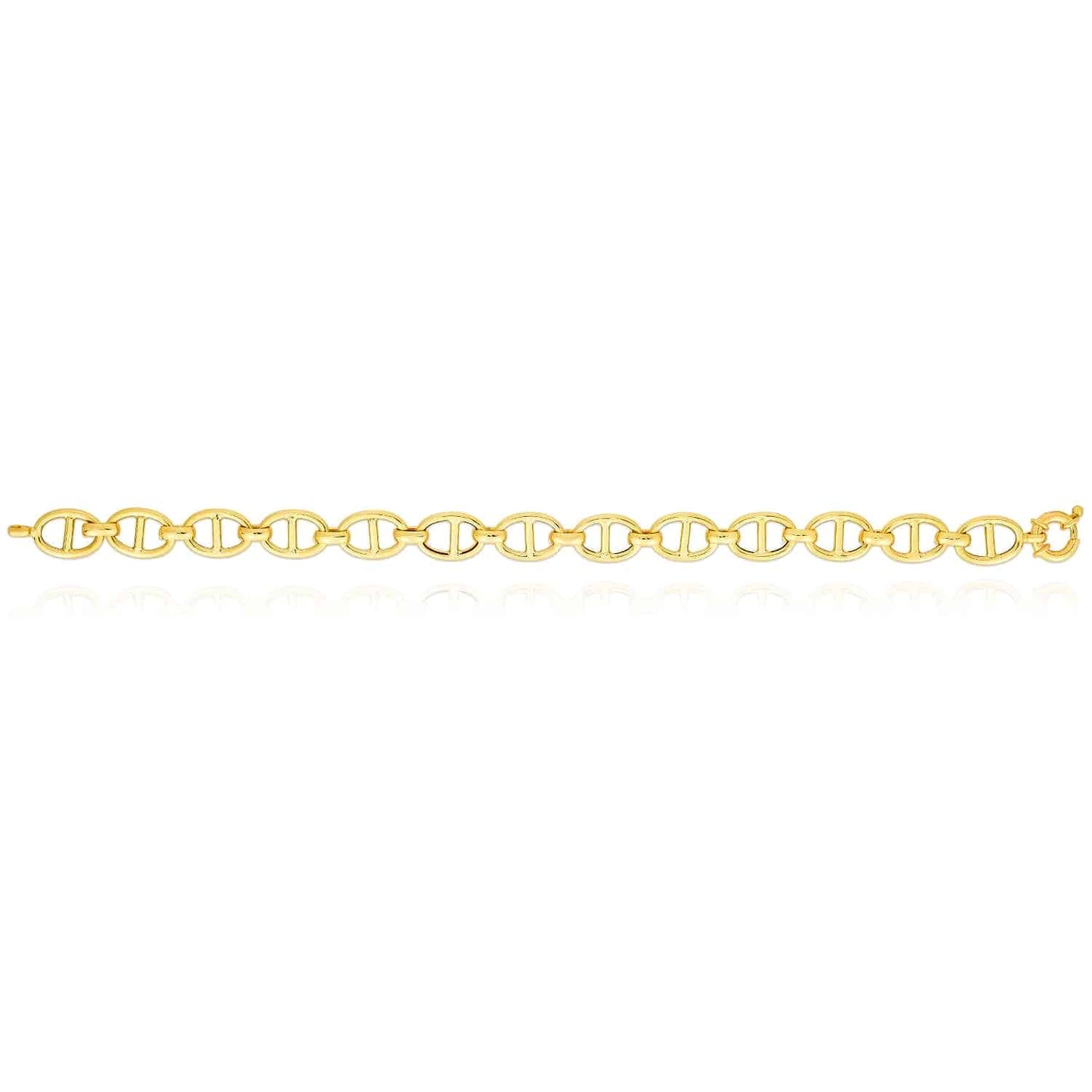 14K Yellow Gold 9mm Anchor Mariner Bracelet (Hollow) 7.5"
