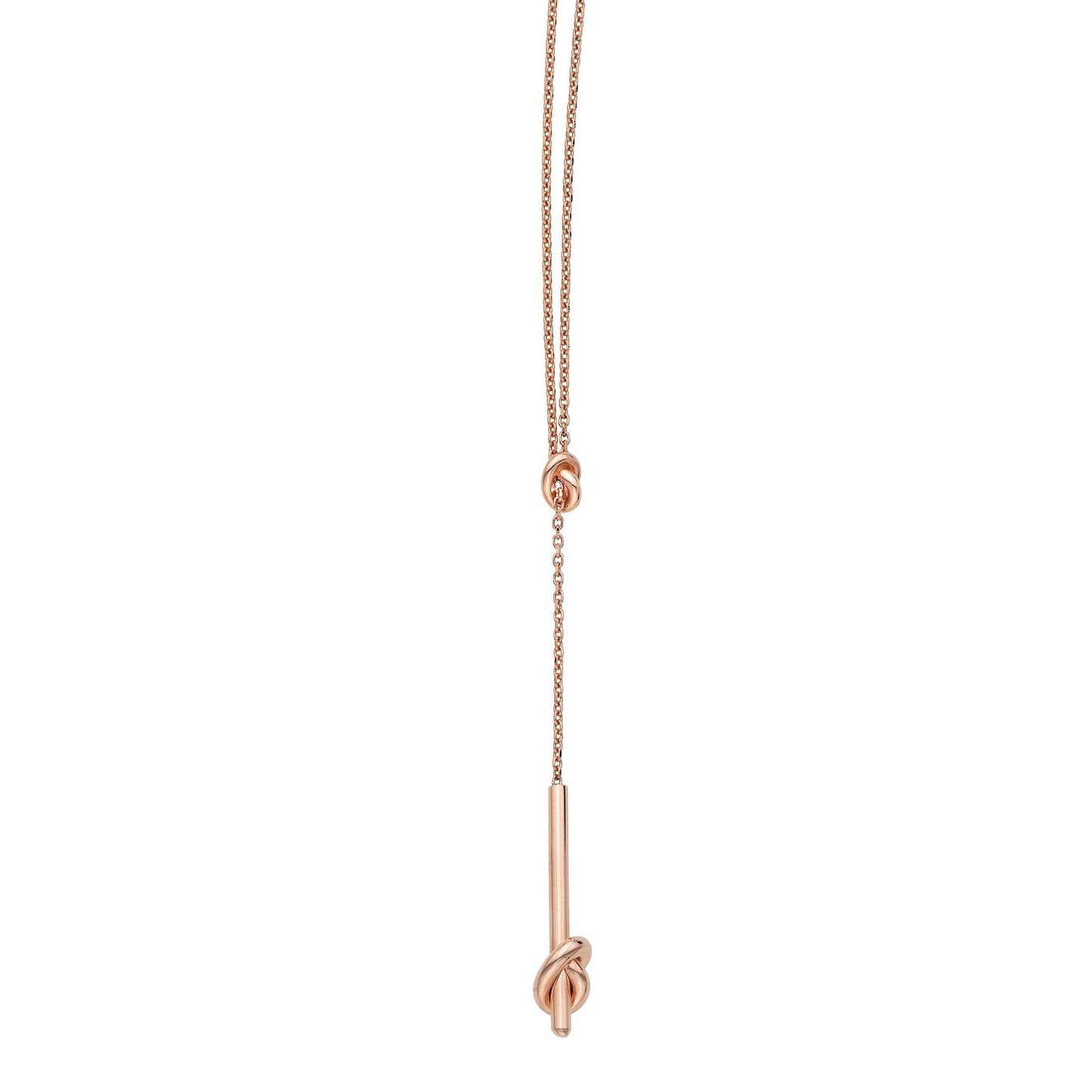 14K Yellow White Rose Gold Love Knot Pendant Lariat Cable Chain Necklace 17"