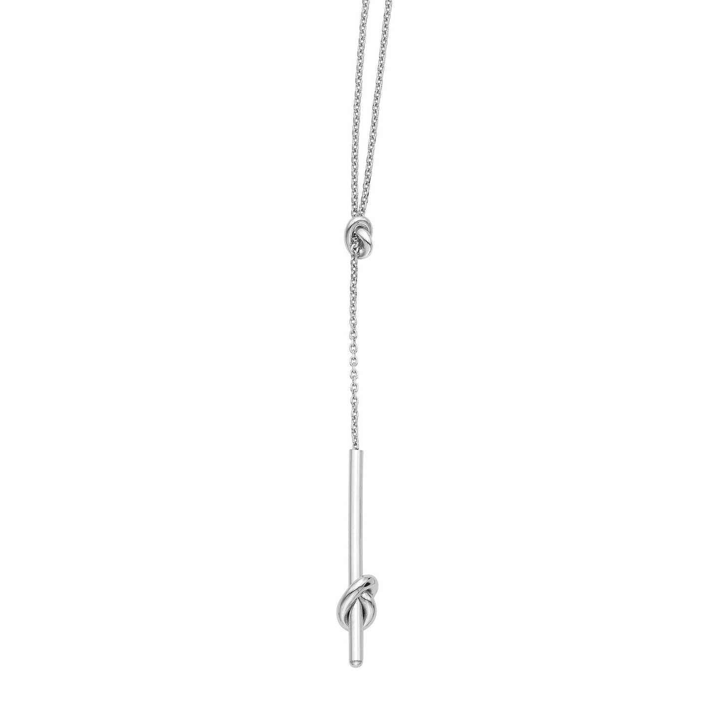 14K Yellow White Rose Gold Love Knot Pendant Lariat Cable Chain Necklace 17"