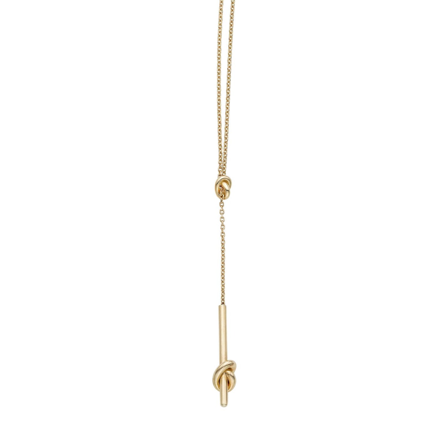 14K Yellow White Rose Gold Love Knot Pendant Lariat Cable Chain Necklace 17"