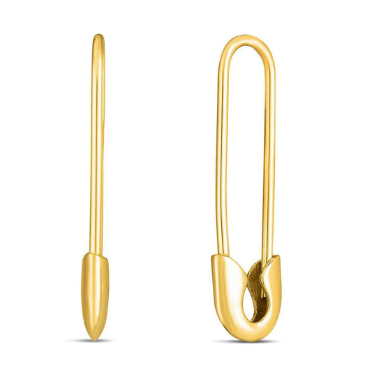 14K Yellow Gold Safety Pin Earrings