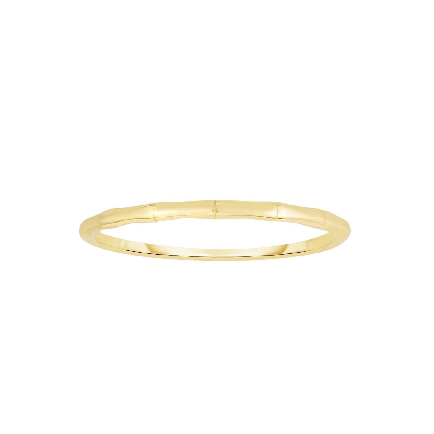 14K Real Gold Yellow 1.4mm Bamboo Stackable Band Ring