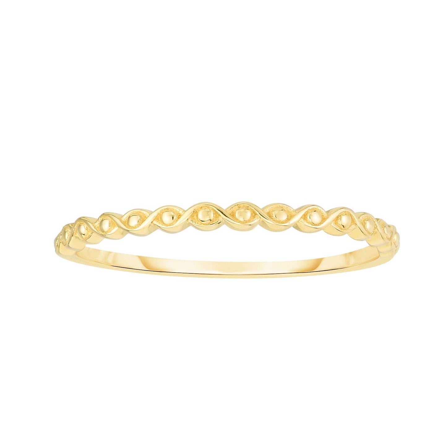 14K Gold Yellow Infinity Beads Stackable Band Ring