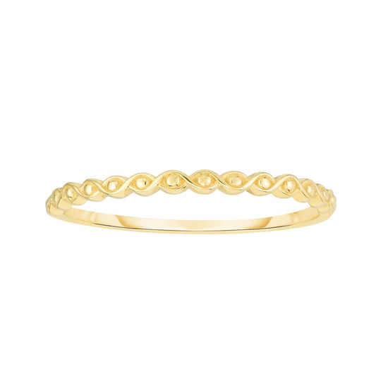 14K Gold Yellow Infinity Beads Stackable Band Ring