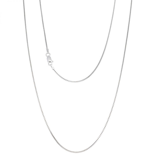 Sterling Silver 1mm Box Lobster Chain (Solid Links) 16"-24"
