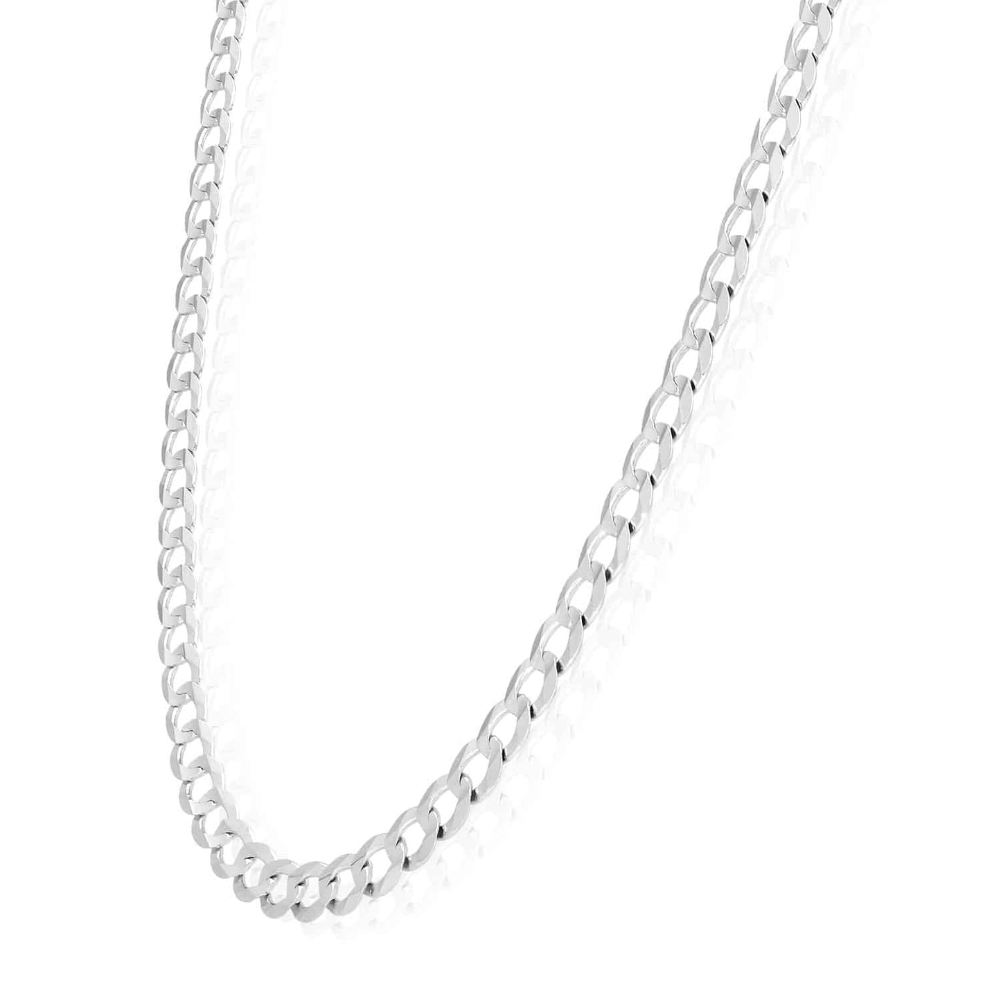 Solid 14K White Gold 5.7mm Cuban Curb Chain Necklace 20"-24"