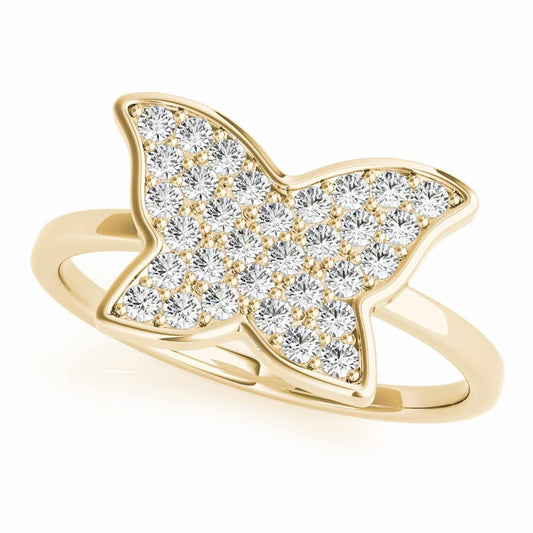 14K Gold Yellow 0.35CT. TW Natural Diamonds Butterfly Cocktail Ring