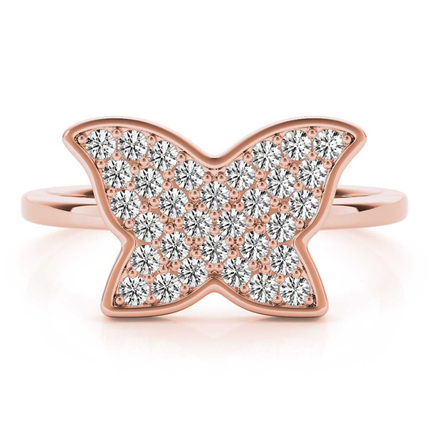 14K Rose Gold 0.35CT. TW Natural Diamonds Butterfly Cocktail Ring