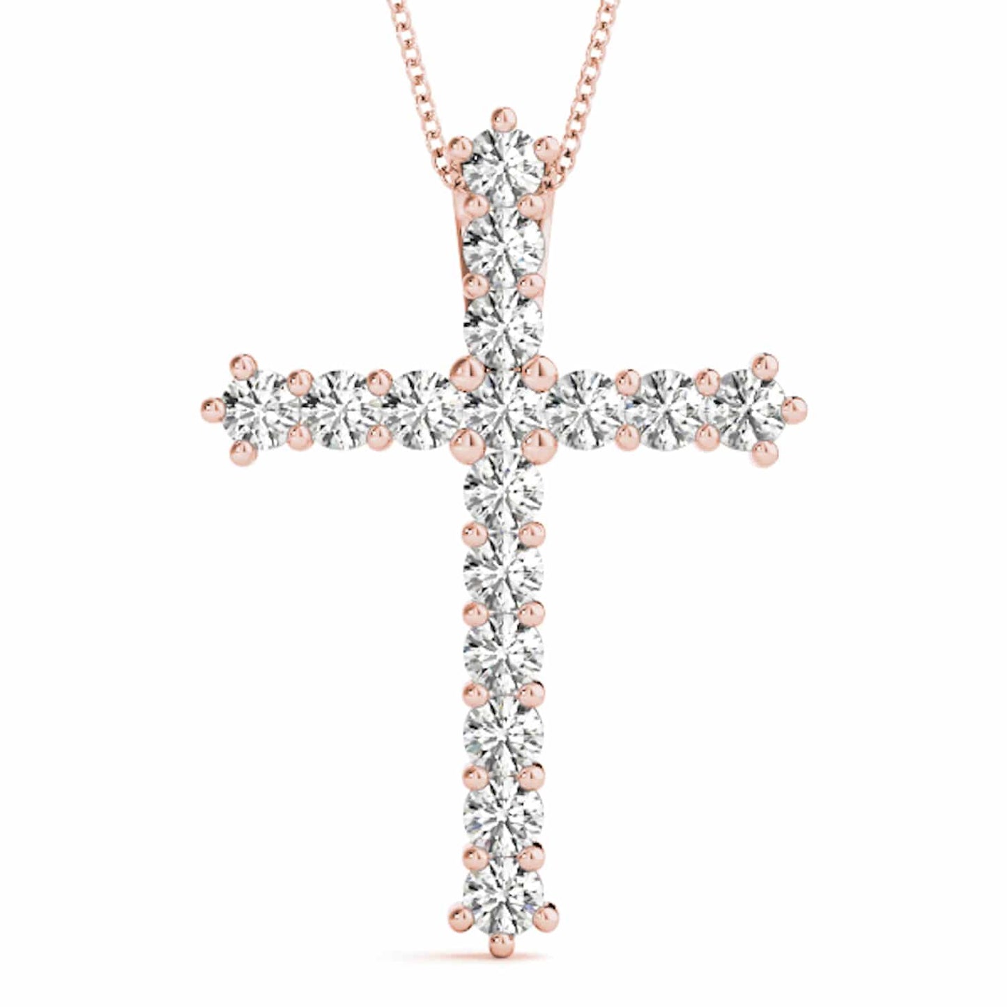 1CTW Real Diamonds 14K Yellow White Rose Gold Cross Pendant 1"