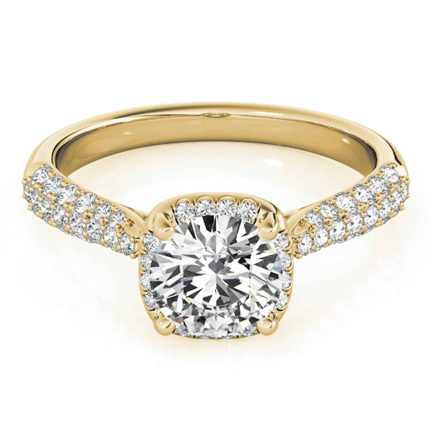 1.25CTW Real Diamonds & Moissanite 18K Gold Yellow Round Halo Engagement Ring