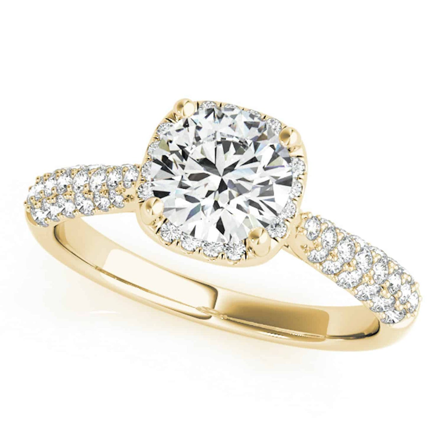 1.25CTW Real Diamonds & Moissanite 18K Gold Yellow Round Halo Engagement Ring