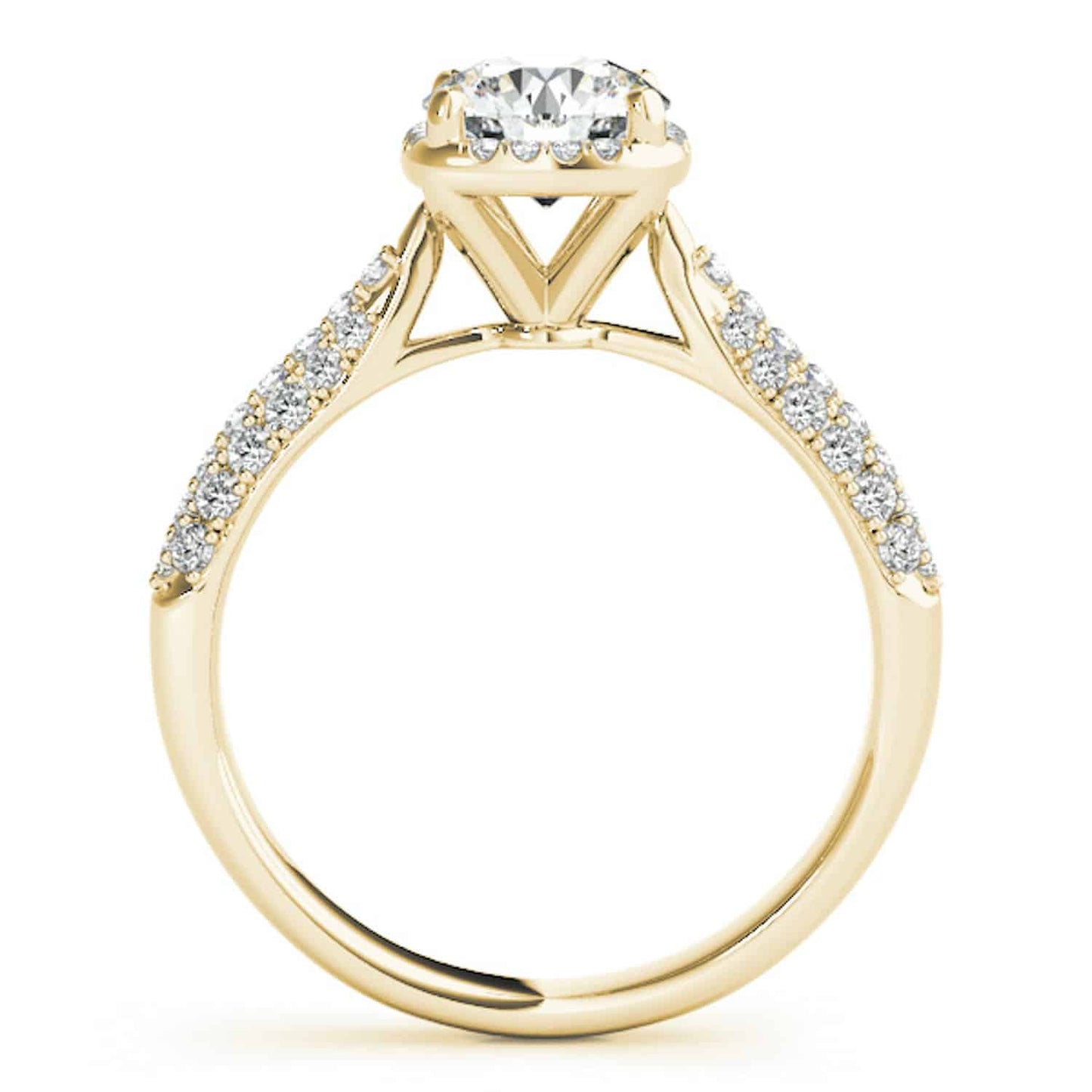 1.25CTW Real Diamonds & Moissanite 18K Gold Yellow Round Halo Engagement Ring
