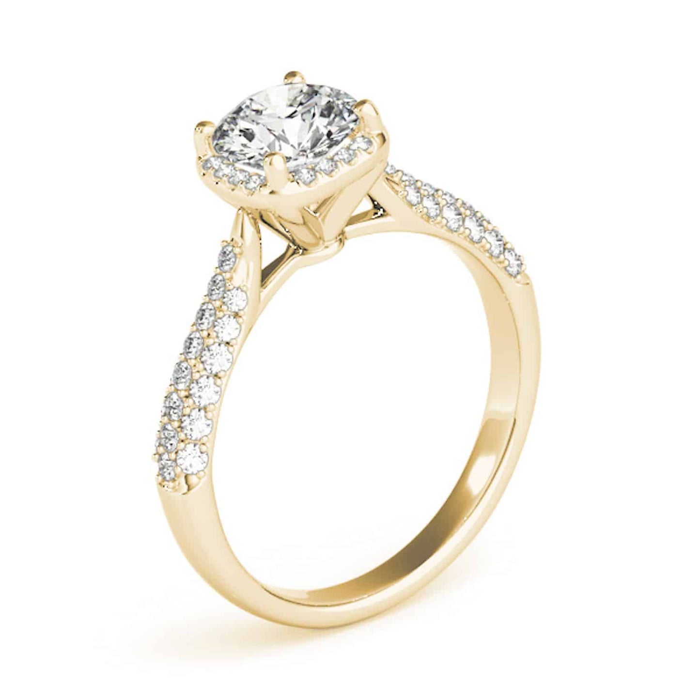 1.25CTW Real Diamonds & Moissanite 18K Gold Yellow Round Halo Engagement Ring