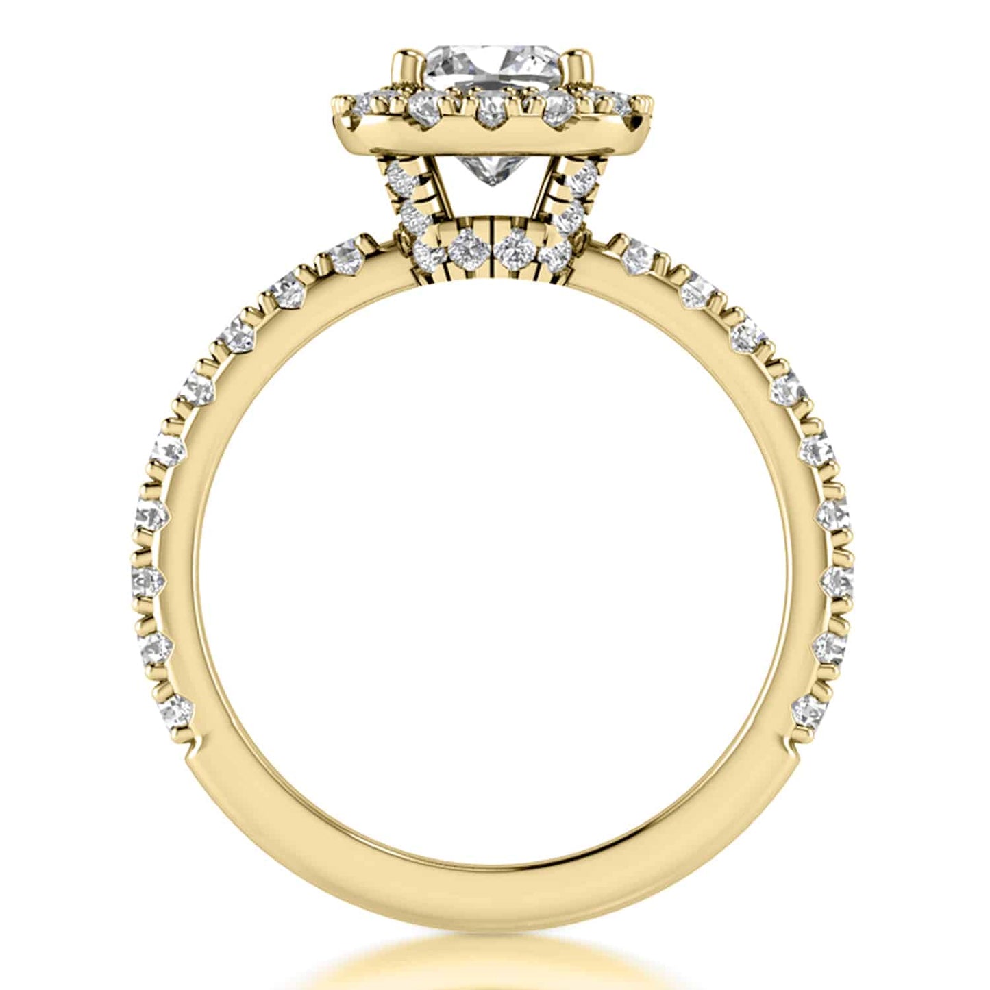 1.85CT T.W Lab-Grown Diamonds 18K Real Gold Yellow Halo Engagement Ring