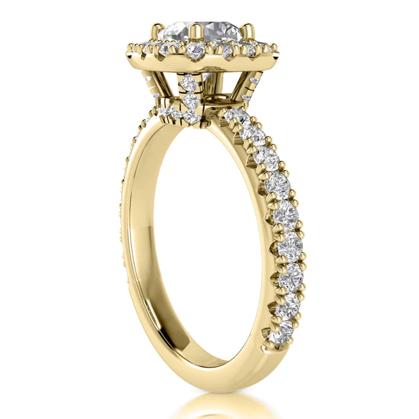 1.85CT T.W Lab-Grown Diamonds 18K Real Gold Yellow Halo Engagement Ring