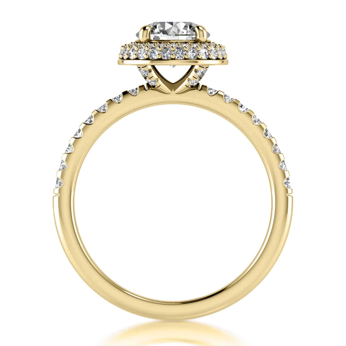 1.44CT TW Real Diamonds And Moissanite 18K Yellow Gold Halo Engagement Ring