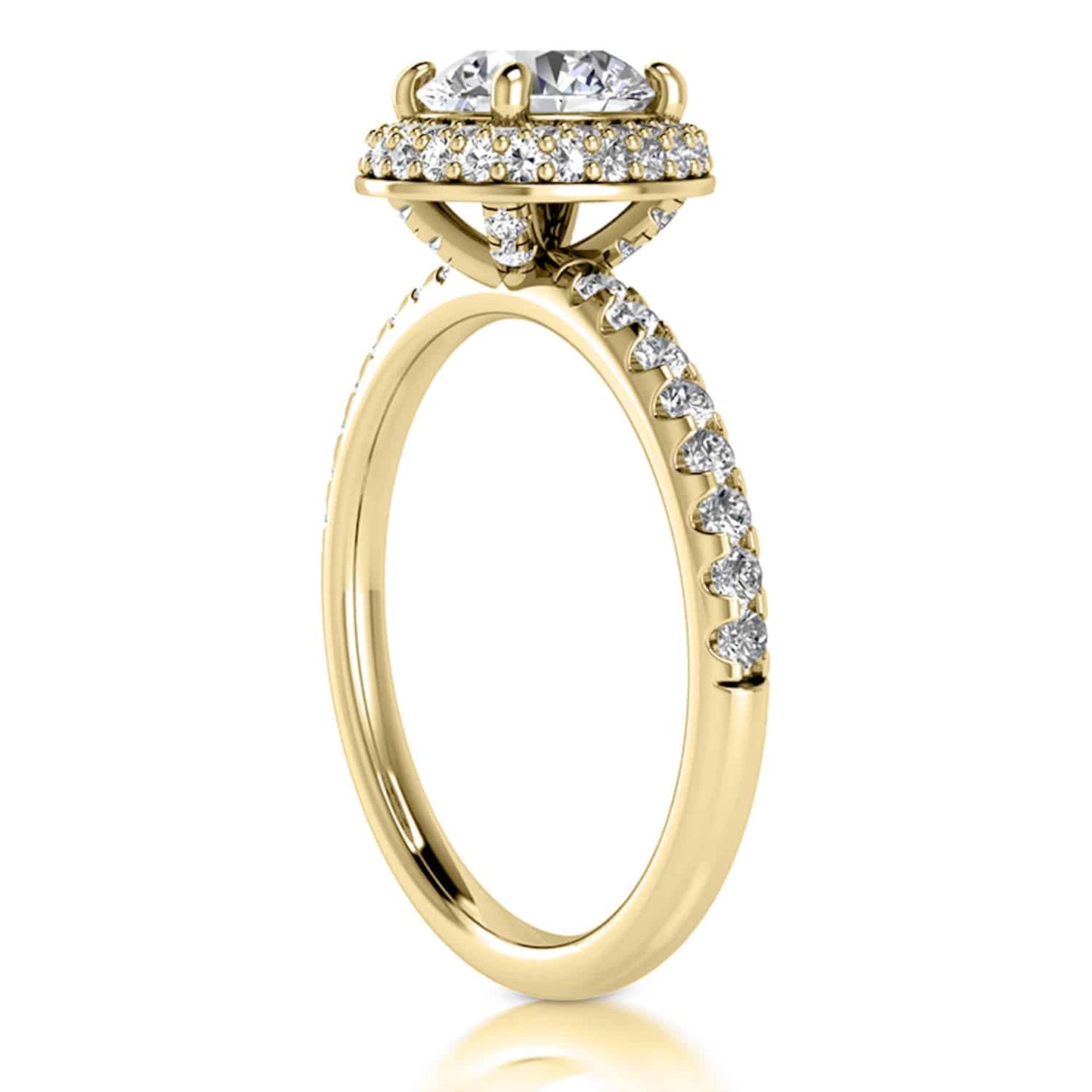 1.44CT TW Real Diamonds And Moissanite 18K Yellow Gold Halo Engagement Ring
