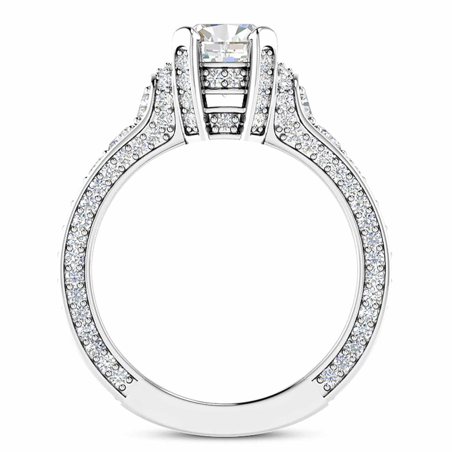 2.04CTW Real Diamond & Moissanite Cushion Cut 18K White Gold Engagement Ring