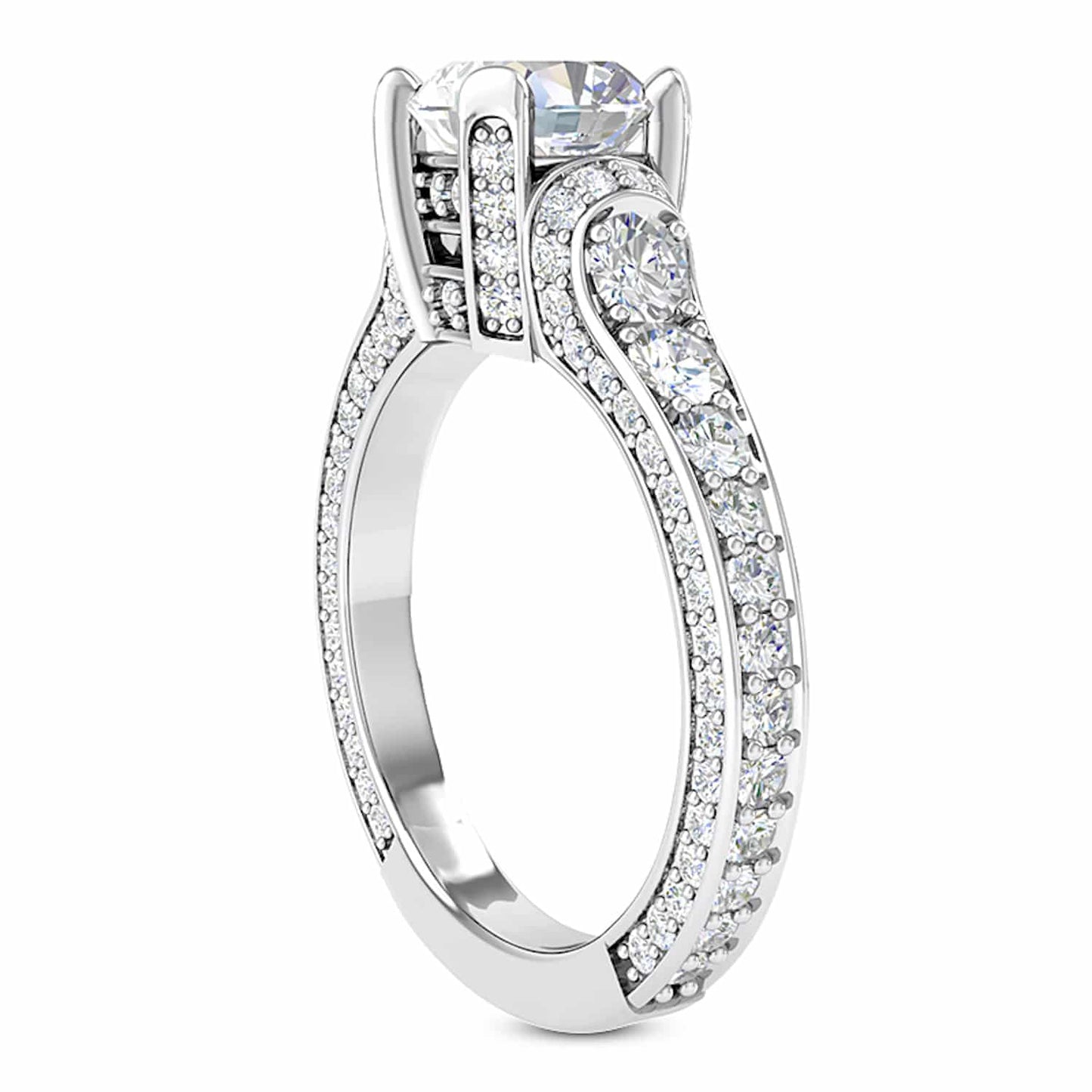 2.04CTW Real Diamond & Moissanite Cushion Cut 18K White Gold Engagement Ring