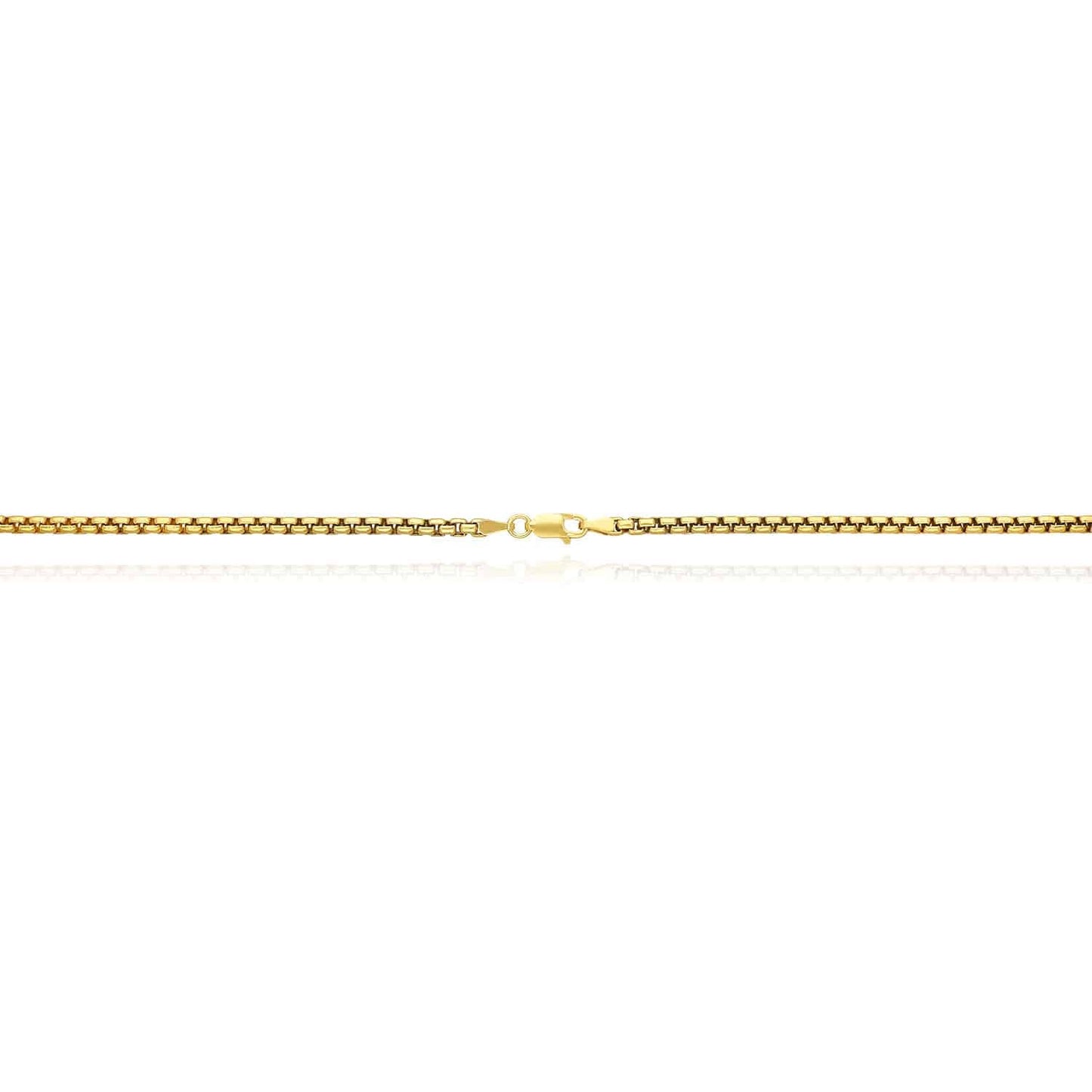 18K Yellow Gold Over Sterling Silver 3mm Solid Round Box Chain Necklace 18"-24"