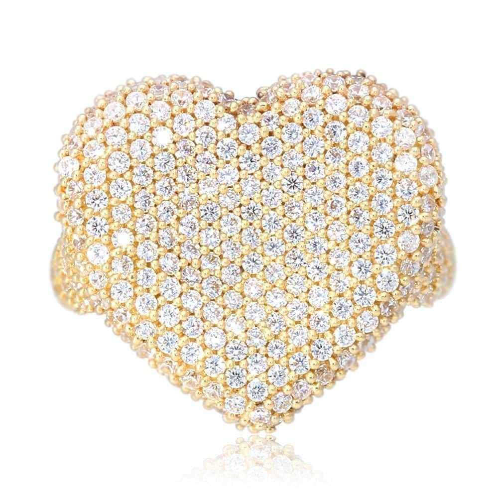 2.80Ct Created White Diamond Heart Solid 14k Gold Yellow Ring Size 5-10
