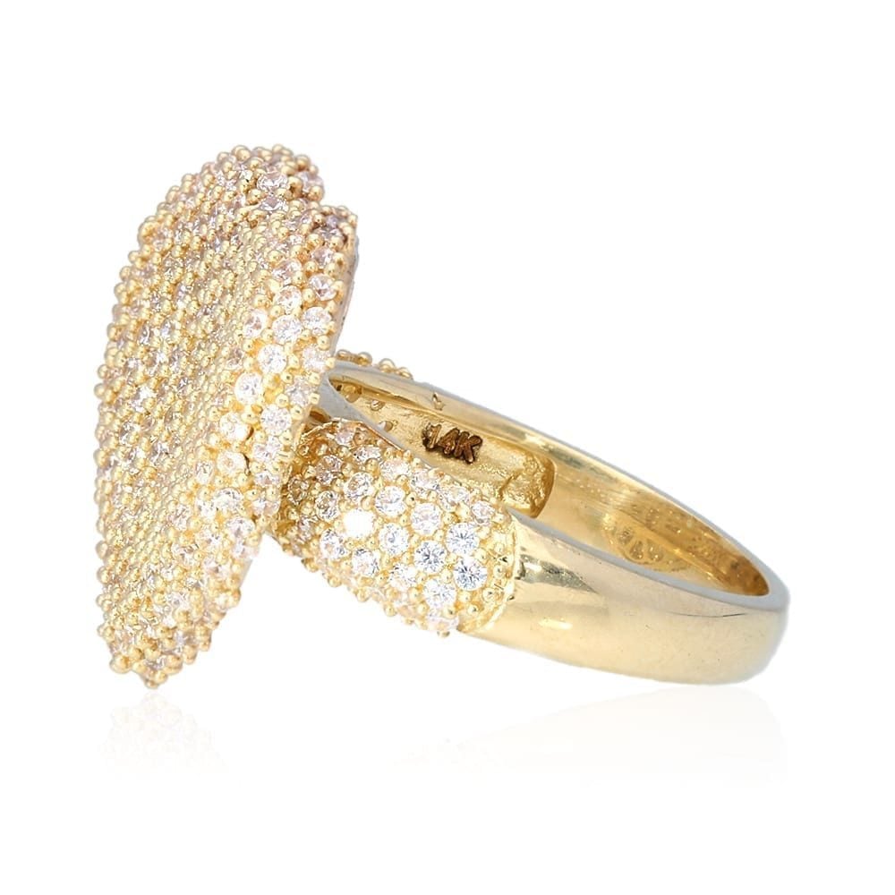 2.80Ct Created White Diamond Heart Solid 14k Gold Yellow Ring Size 5-10