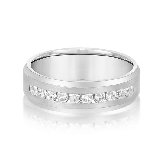 0.50CTW Natural Diamonds 14K Gold White Channel Set 7mm Men's Wedding Band Ring