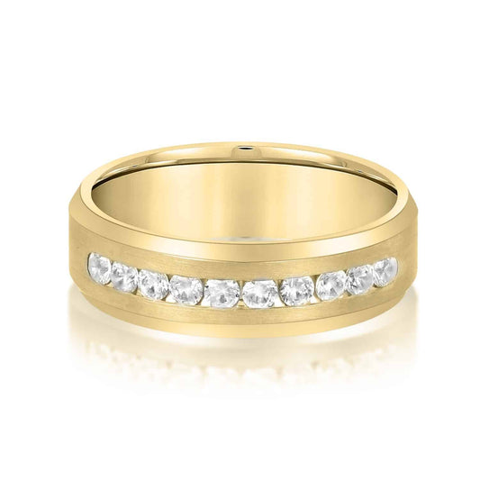 0.50CTW Natural Diamonds 14K Yellow Gold Channel Set Men's 7mm Wedding Band Ring