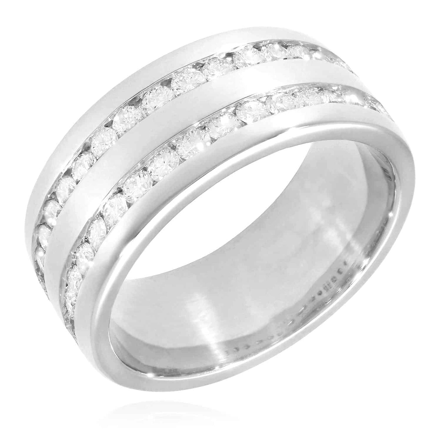 1.10CTW Natural Diamond Two Row Channel Set 14K Gold White 9mm Wedding Ring Band