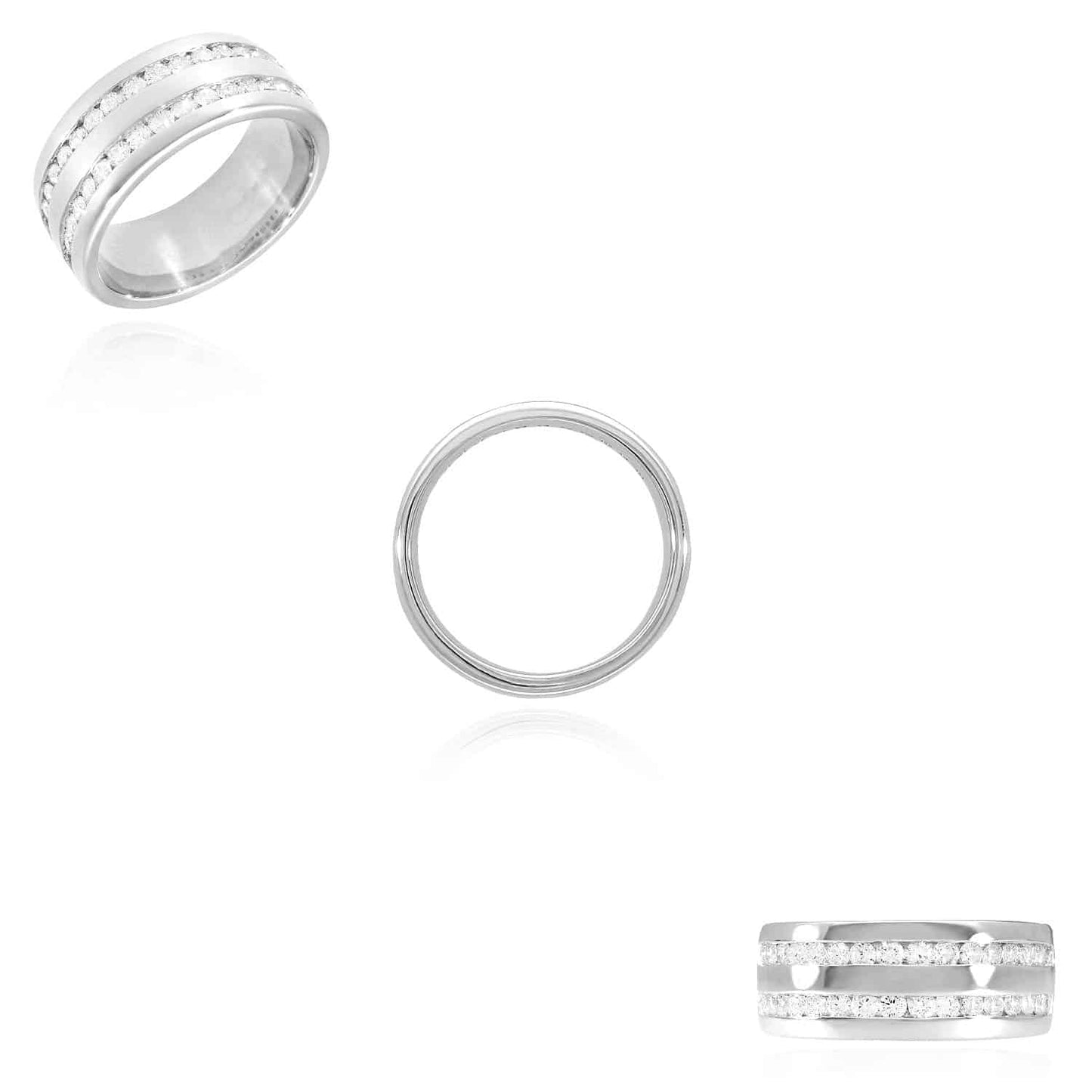 1.10CTW Natural Diamond Two Row Channel Set 14K Gold White 9mm Wedding Ring Band