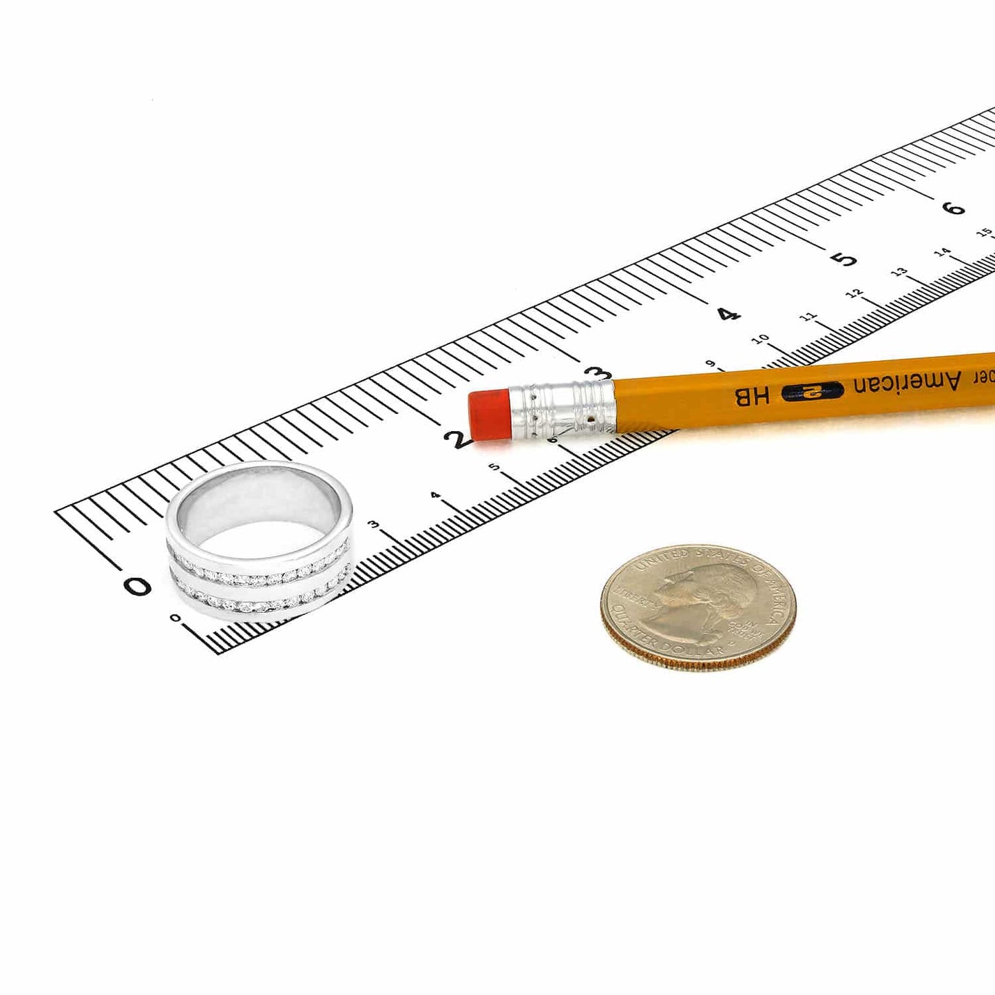 1.10CTW Natural Diamond Two Row Channel Set 14K Gold White 9mm Wedding Ring Band